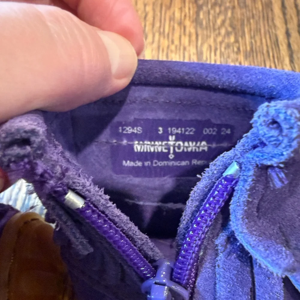 Purple Minnetonka Baby Fringe Moccasins Boots size 3